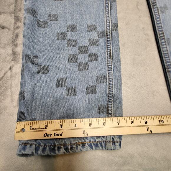Levis 511 Jeans Mens 33x30 Light Wash Slim Fit Stretch Checkered Pixel Print - Picture 7 of 11